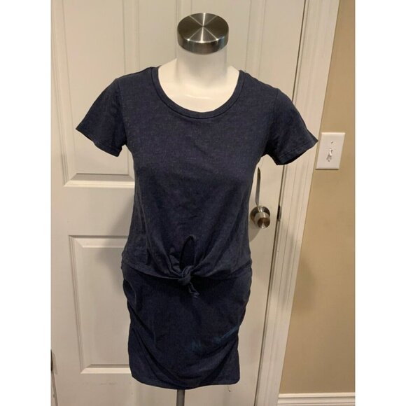 SUNDRY Dark Blue T-Shirt Dress W/ Knotted, Size 0 (XS) - Picture 1 of 5